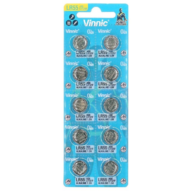 Buttoncell Vinnic LR1121F AG8 LR55 Τεμ. 10 με Διάτρητη Συσκευασία