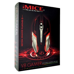 Ενσύρματο Ποντίκι iMICE V8 Gamer 6D με 6 Πλήκτρα, 4800 DPI, Multimedia και LED Φωτισμό. Μαύρο-Γκρι