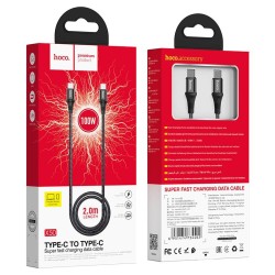 Καλώδιο Hoco X50 Exquisito USB-C σε USB-C 100W 5.0A/20V Braided Μαύρο 2m