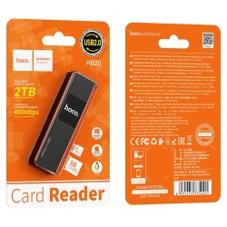 Αναγνώστης Κάρτας Μνήμης Hoco HB20 Mindful 2 σε 1 USB 2.0 έως 480Mbps και 2TB για Micro SD και SD Μαύρος