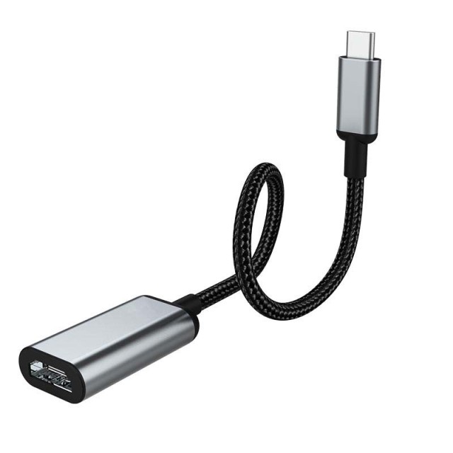 Καλώδιο Hoco HB21 USB-C σε HDMI Θηλυκό 4K 30Hz 3840X2160P Μαύρο-Ασημί 15cm