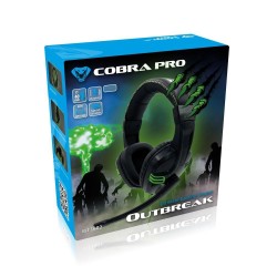 Ακουστικά Stereo Media-Tech COBRA PRO OUTBREAK MT3602 Διπλό Κονέκτορα 3.5mm για Gamers με Μικρόφωνο και 2 Μέτρα Καλώδιο Κορδόνι. Μαύρο-Πράσινο