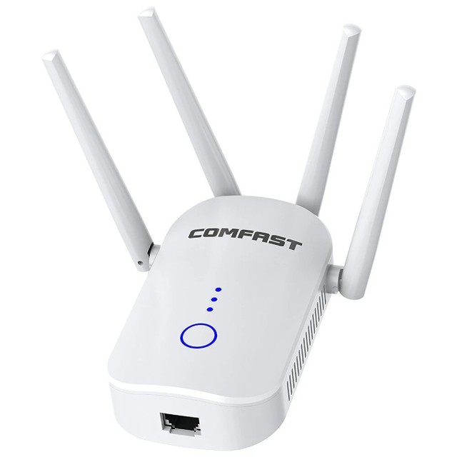 Wifi Repeater / Extender Dual Band Hi-Speed Comfast CF-WR758AC V2 1200Mbps Τετραπλής Κεραίας. Με Ευρωπαϊκή & UK πρίζα