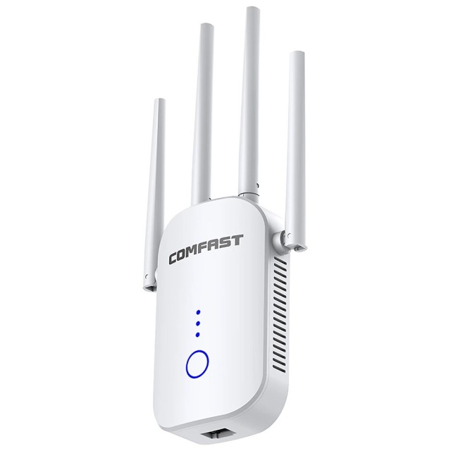 Wifi Repeater / Extender Dual Band Hi-Speed Comfast CF-WR758AC V2 1200Mbps Τετραπλής Κεραίας. Με Ευρωπαϊκή & UK πρίζα