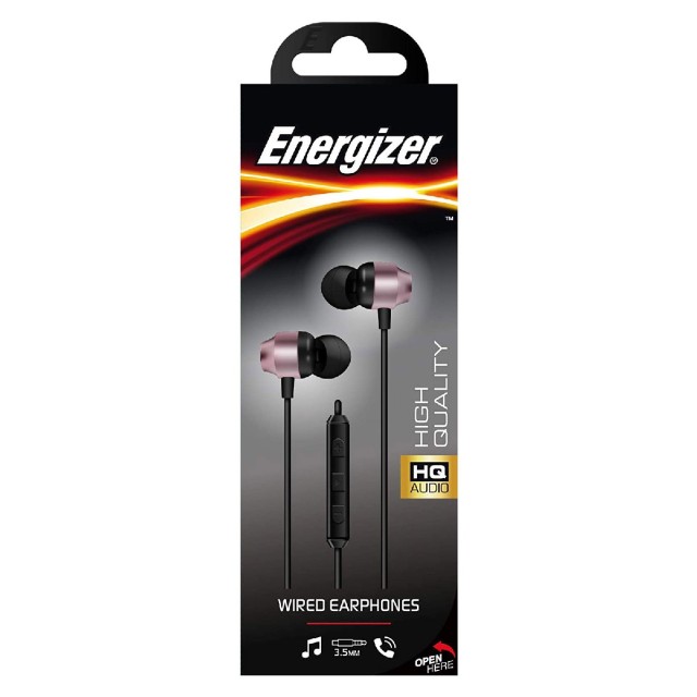 Hands Free Energizer CIA10 Metal Stereo 3.5mm Ροζ Χρυσό με Μικρόφωνο και Πλήκτρο Πολλαπλών Λειτουργιών 1.2μ