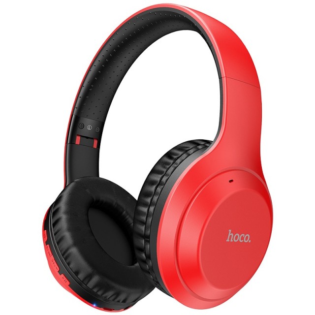 Wireless Ακουστικά Stereo Hoco W30 Fun Μove V5.0 Κόκκινα με Μικρόφωνο, υποδοχή Micro SD, AUX & Πλήκτρα Ελέγχου