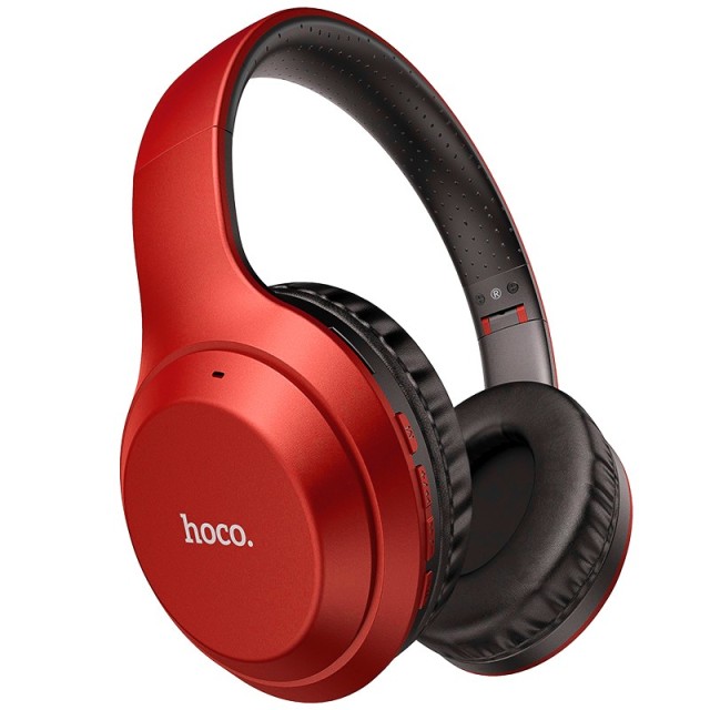 Wireless Ακουστικά Stereo Hoco W30 Fun Μove V5.0 Κόκκινα με Μικρόφωνο, υποδοχή Micro SD, AUX & Πλήκτρα Ελέγχου