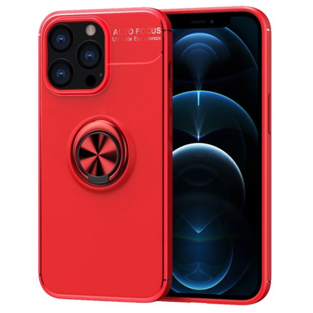 Θήκη Ancus AutoFocus Shock Proof με Ring Holder για Apple iPhone 13 Pro Max Κόκκινο