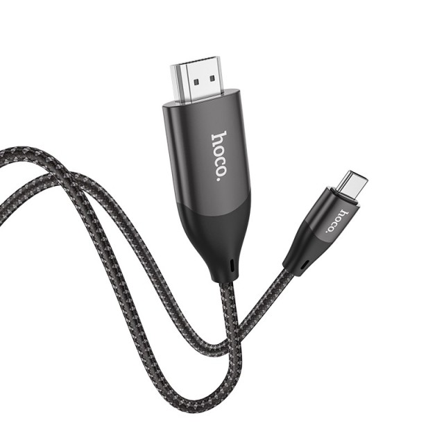 Καλώδιο σύνδεσης Hoco UA16 USB-C σε HDMI 4K 30Hz ULTRA HD Braided Γκρι 2m Καλώδιο σύνδεσης Hoco UA16 USB-C σε HDMI 4K 30Hz ULTRA HD Braided Γκρι 2m