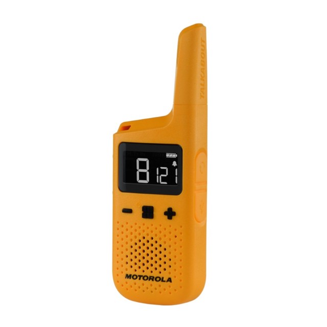 Walkie Talkie Motorola T72 GO ACTIVE IP54, Κίτρινο, Εύρος Κάλυψης 8Km, iVOX/VOX με Yποδοχή Hands-Free 2.5mm , 24h Battery Life