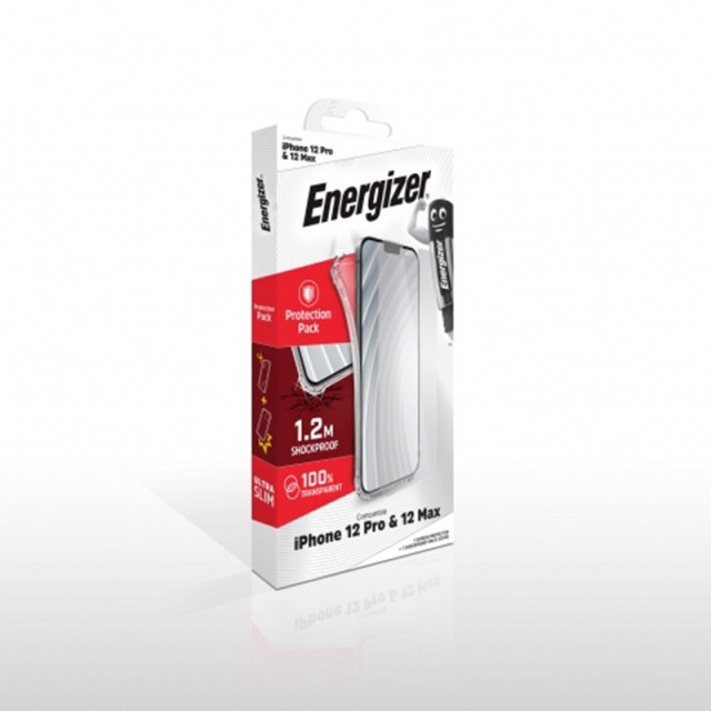 Θήκη Shockproof TPU Πιστοποίηση Drop Test 1.2m Energizer με Τζαμάκι Προστασίας για Apple iPhone 12 / 12 Pro Διάφανη