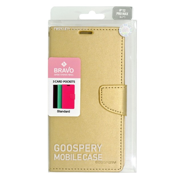 Θήκη Book Goospery Bravo Diary για Apple iPhone 12 Pro Max Χρυσό