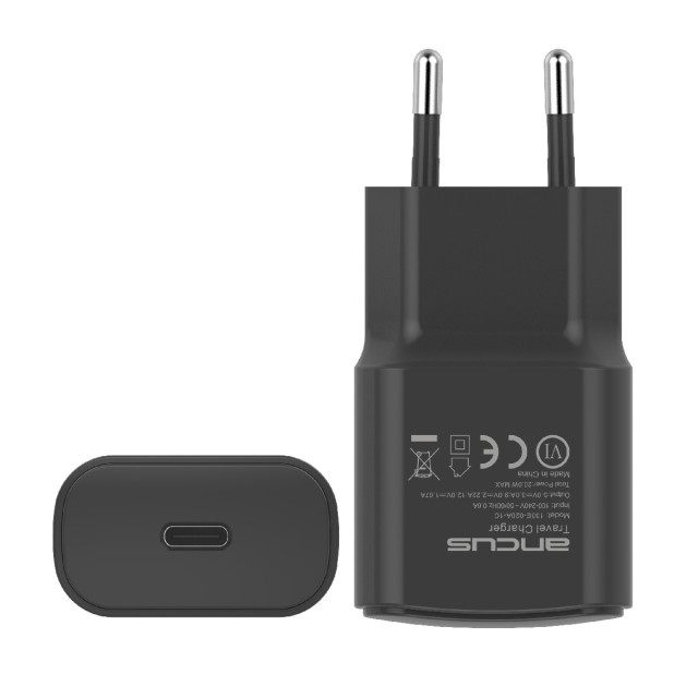 Φορτιστής Ταξιδίου Switching Ancus Supreme Series C70 Fast Charge με USB-C Έξοδο QC 3.0 PD 20W 5V/3A Μαύρο