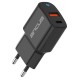 Φορτιστής Ταξιδίου Switching Ancus Supreme Series C70L Dual Fast Charge USB/USB-C Έξοδο QC3.0 PD 20W Μαύρο με LED