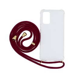 Θήκη Ancus Crossbody για Samsung A13 A136F A04s A047F Διάφανη με Κορδόνι Μπορντό