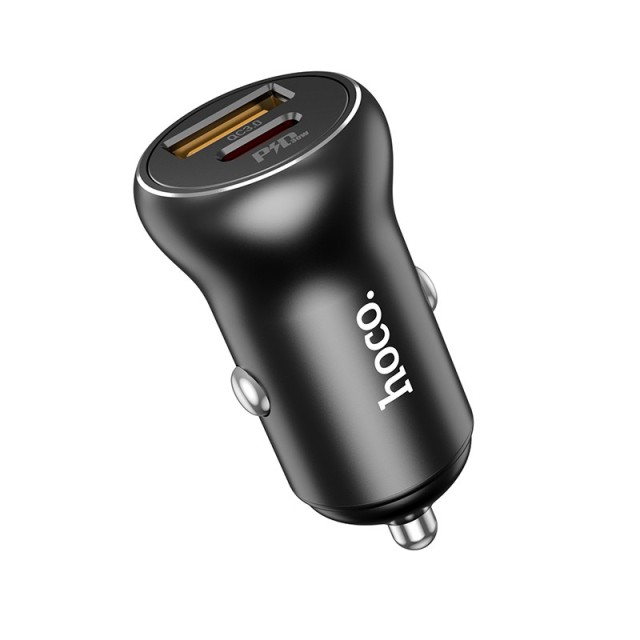 Φορτιστής Αυτοκινήτου Hoco NZ5 Smooth Road Dual USB Fast Charge PD30W QC3.0 USB-A 30W, USB-C 5V/5A Μαύρος