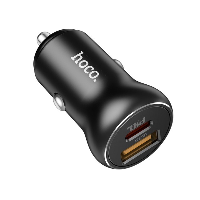 Φορτιστής Αυτοκινήτου Hoco NZ5 Smooth Road Dual USB Fast Charge PD30W QC3.0 USB-A 30W, USB-C 5V/5A Μαύρος