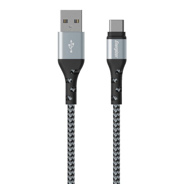 Καλώδιο σύνδεσης Energizer Metal / Braided Nylon USB-A σε USB-C Ασημί 2m
