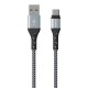 Καλώδιο σύνδεσης Energizer Metal / Braided Nylon USB-A σε USB-C Ασημί 2m