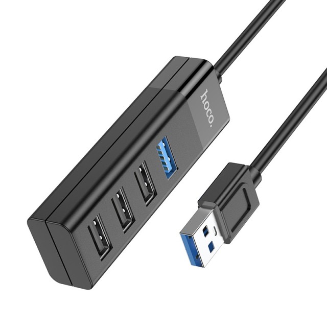 Hub USB Hoco HB25 4 in 1 Easy display USB3.0 σε USB3.0 x 1 και USB2.0 x 3 Μαύρο