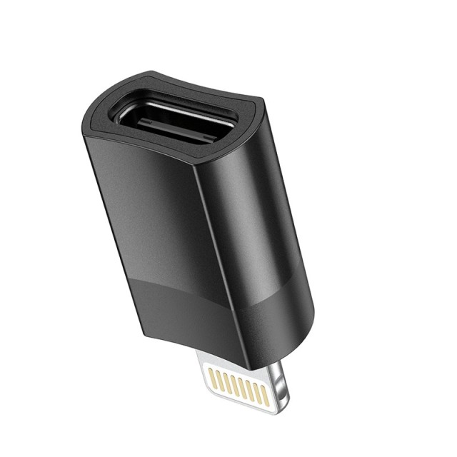 Αντάπτορας Hoco UA17 Lighnting σε USB-C Μαύρο Υποστηρίζει Φόρτιση 2A και Μεταφορά Δεδομένων