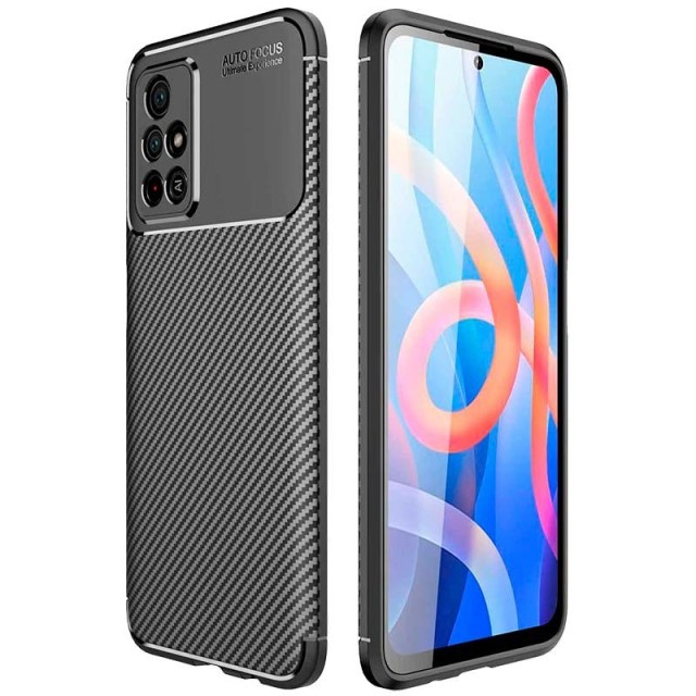 Θήκη Ancus AutoFocus Carbon Fiber για Xiaomi Redmi Note 11T 5G  Note 11s 5G  Poco M4 Pro 5G Μαύρη