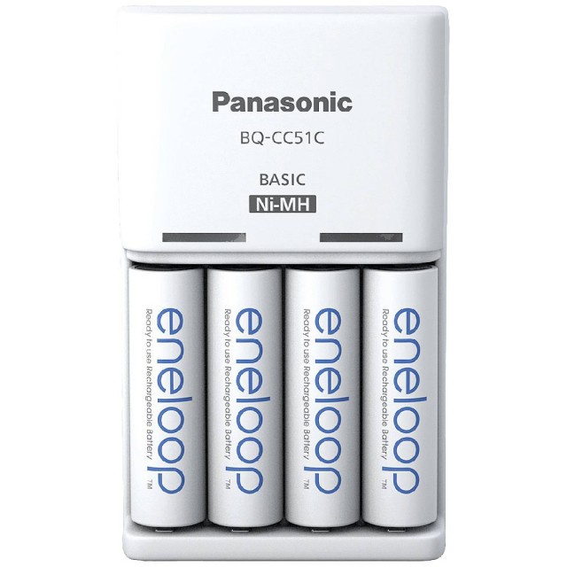 Φορτιστής Μπαταριών Panasonic Eneloop BQ-CC51 για AA/AAA με 4 ΑΑ Μπαταρίες 2000mAh BK-3MCDE