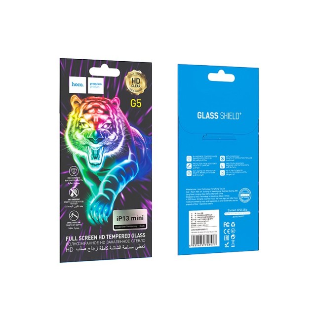 Tempered Glass Hoco G5 0.33mm Full Silk Screen HD 2.5D για Apple iPhone 13 mini Μαύρο