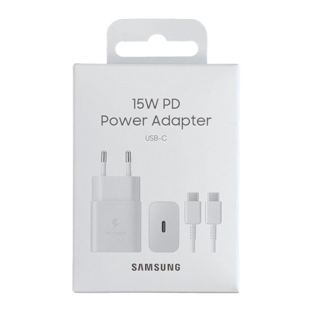 Φορτιστής Ταξιδίου Samsung Fast Charging EP-T1510XWEGEU 15W με Καλώδιο USB-C σε USB-C Λευκό Φορτιστής Ταξιδίου Samsung Fast Charging EP-T1510XWEGEU 15W με Καλώδιο USB-C σε USB-C Λευκό