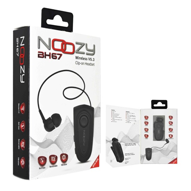 Bluetooth Hands Free Noozy Roller BH67 Bluetooth V.5.3 με Δόνηση Multi Pairing Μαύρο