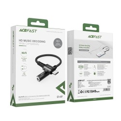 Καλώδιο σύνδεσης Acefast C1-07 USB-C σε 3.5mm Θηλυκό Braided 18εκ. Μαύρο Συμβατό με όλες τις USB-C Συσκευές