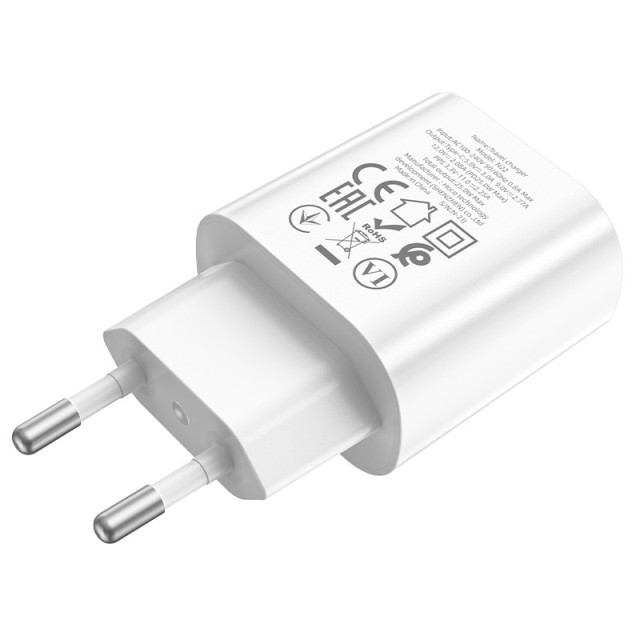 Φορτιστής Ταξιδίου Hoco N22 Jetta USB-C PD25W Small Body Λευκός