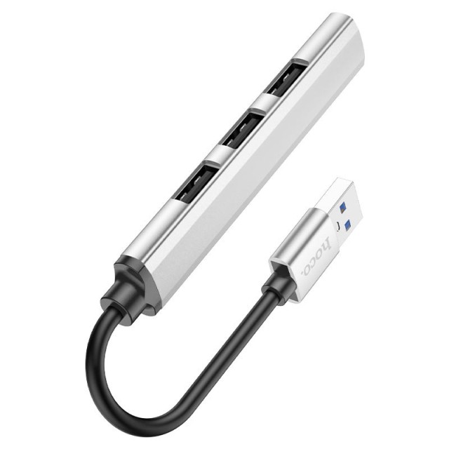 Hub USB Hoco HB26 USB3.0+ 3xUSB2.0 Ασημί