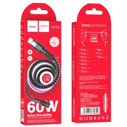 Καλώδιο Σύνδεσης Hoco U110 USB-C σε USB-C Braided 60W 20V/3A Μαύρο Υψηλής Αντοχής 1.2m