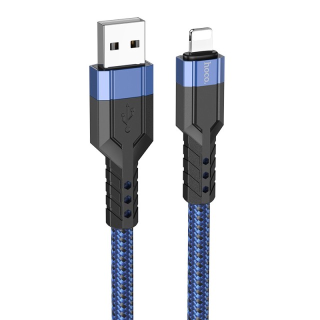 Καλώδιο Σύνδεσης Hoco U110 USB σε Lightning Braided 2.4A Μπλε 1.2m Υψηλής Αντοχής