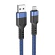 Καλώδιο Σύνδεσης Hoco U110 USB σε Micro-USB Braided 2.4A Μπλε 1.2m Υψηλής Αντοχής