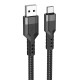 Καλώδιο Σύνδεσης Hoco U110 USB σε USB-C Braided 3A Μαύρο 1.2m Υψηλής Αντοχής