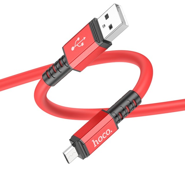 Καλώδιο Σύνδεσης Hoco X85 Strength USB σε Micro-USB 2.4A Κόκκινο 1m Υψηλής Αντοχής