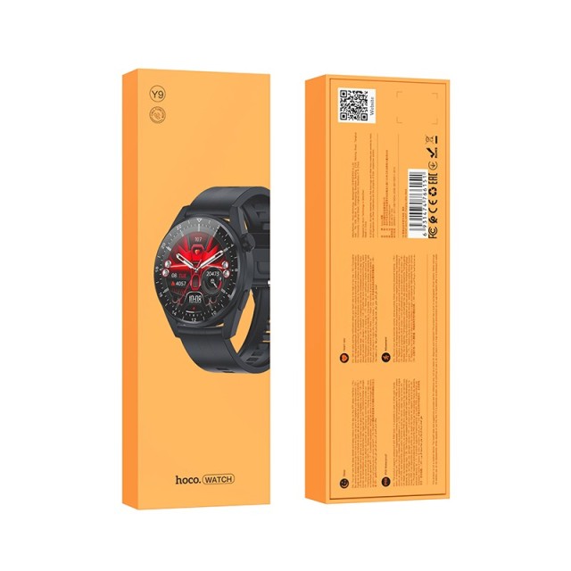 Smartwatch Hoco Y9 IP68 TFT HD IPS 5D Touch Screen 1.36" 300mAh με Δυνατότητα Κλήσεων Μαύρο