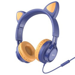 Ακουστικά Stereo Hoco W36 Cat ear με Μικρόφωνο 3.5mm Μπλε