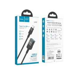 Καλώδιο Προέκτασης Hoco U107 USB-C Αρσενικό σε USB 3.0 Θηλυκό 5V/2A 5Gbps OTG 1.2m Μαύρο