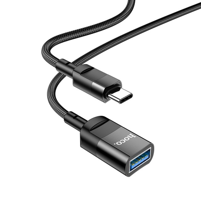 Καλώδιο Προέκτασης Hoco U107 USB-C Αρσενικό σε USB 3.0 Θηλυκό 5V/2A 5Gbps OTG 1.2m Μαύρο