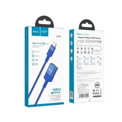 Καλώδιο Προέκτασης Hoco U107 USB-C Αρσενικό σε USB 3.0 Θηλυκό 5V/2A 5Gbps OTG 1.2m Μπλε