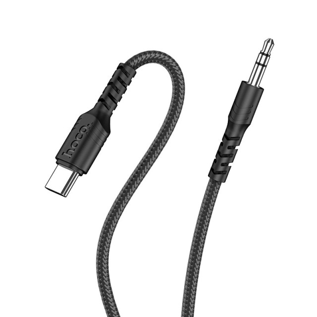 Καλώδιο σύνδεσης Ήχου Hoco UPA17 Braided USB-C σε 3.5mm Αρσενικό 1m Μαύρο