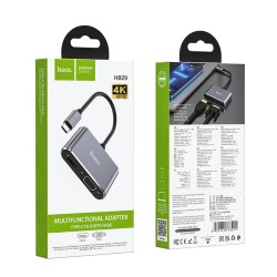 Hub USB-C Hoco HB29 Easy-Lead με HDMI 4K 30Hz και VGA 1080P 1.5m Γκρι