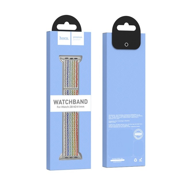 Watchband Hoco WA02 42/44/45/49mm από Nylon για Apple Watch series 1/2/3/4/5/6/7/8/SE/Ultra Reflective Rainbow Edition