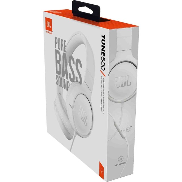 Ακουστικά Stereo On-ear JBL Tune 500 3.5mm Pure Bass Sound με Μικρόφωνο JBLT500WHT Λευκό Ακουστικά Stereo On-ear JBL Tune 500 3.5mm Pure Bass Sound με Μικρόφωνο JBLT500WHT Λευκό
