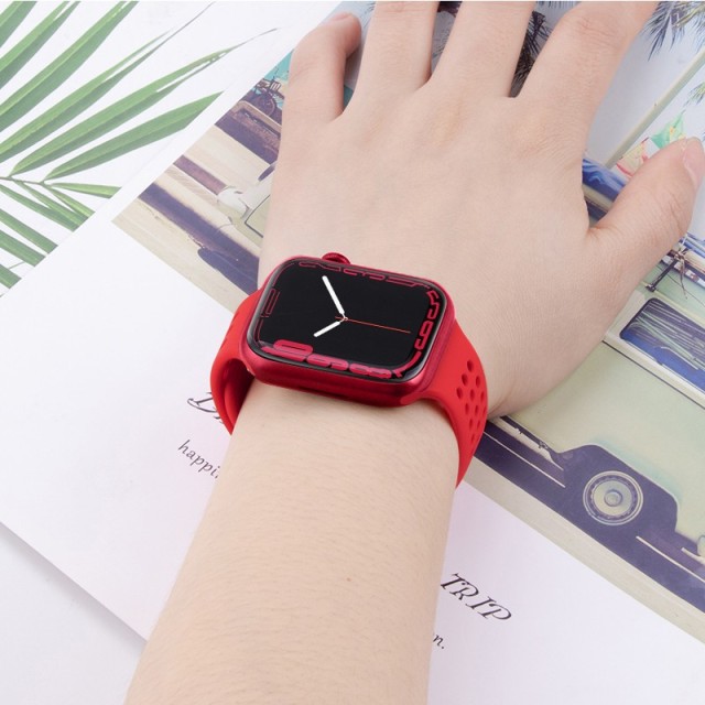 Watchband Hoco WA08 Flexible Honeycomb 38/40/41mm για Apple Watch 1/2/3/4/5/6/7/8/SE Big Red Silicon Band