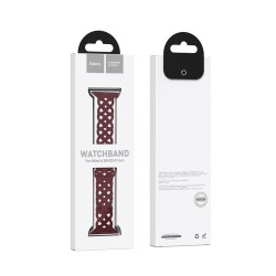 Watchband Hoco WA09 Flexible Rhombus Hollow 38/40/41mm για Apple Watch 1/2/3/4/5/6/7/8/SE Red Wine Silicon Band