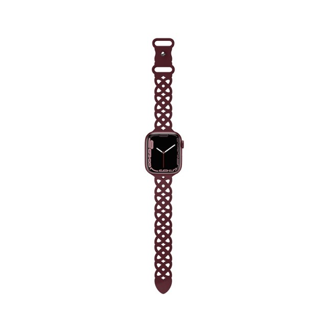 Watchband Hoco WA09 Flexible Rhombus Hollow 38/40/41mm για Apple Watch 1/2/3/4/5/6/7/8/SE Red Wine Silicon Band